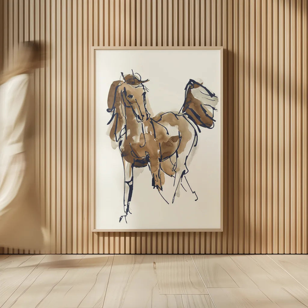 Sketchy Horse VI Navy by Chris Paschke. shown as over sized large wall art. Available as an archival giclee rolled canvas, fine art paper, or poster print. SKU 56047h.