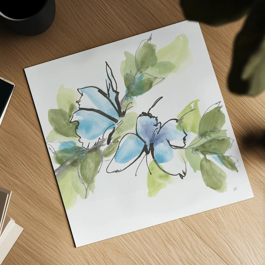 Social Butterflies I by Chris Paschke. Shown as a detailed flat fine art print, highlighting archival giclee quality. Available as an archival giclee rolled canvas, fine art paper, or poster print. SKU 100294a.