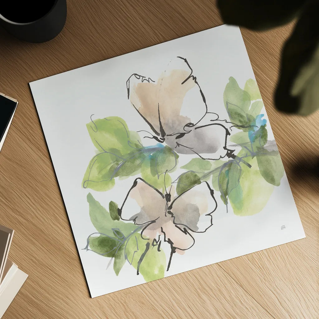 Social Butterflies II by Chris Paschke. Shown as a detailed flat fine art print, highlighting archival giclee quality. Available as an archival giclee rolled canvas, fine art paper, or poster print. SKU 100295a.