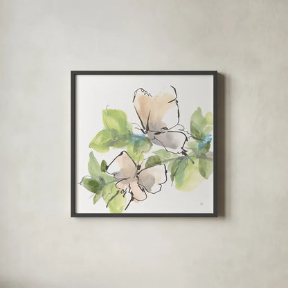 Social Butterflies II by Chris Paschke. Shown in a sleek black glass frame for a contemporary gallery look. Available as an archival giclee rolled canvas, fine art paper, or poster print. SKU 100295a.