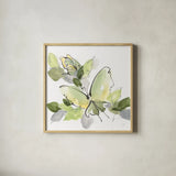 Social Butterflies IV by Chris Paschke. Shown in a natural wood glass frame for a timeless modern aesthetic. Available as an archival giclee rolled canvas, fine art paper, or poster print. SKU 100297a.