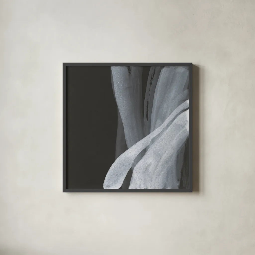Soft White I by Chris Paschke. Shown in a sleek black glass frame for a contemporary gallery look. Available as an archival giclee rolled canvas, fine art paper, or poster print. SKU 84563a.