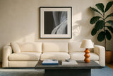 Soft White I by Chris Paschke. Displayed in a glass frame with matte in a clean modern living room. Available as an archival giclee rolled canvas, fine art paper, or poster print. SKU 84563a.