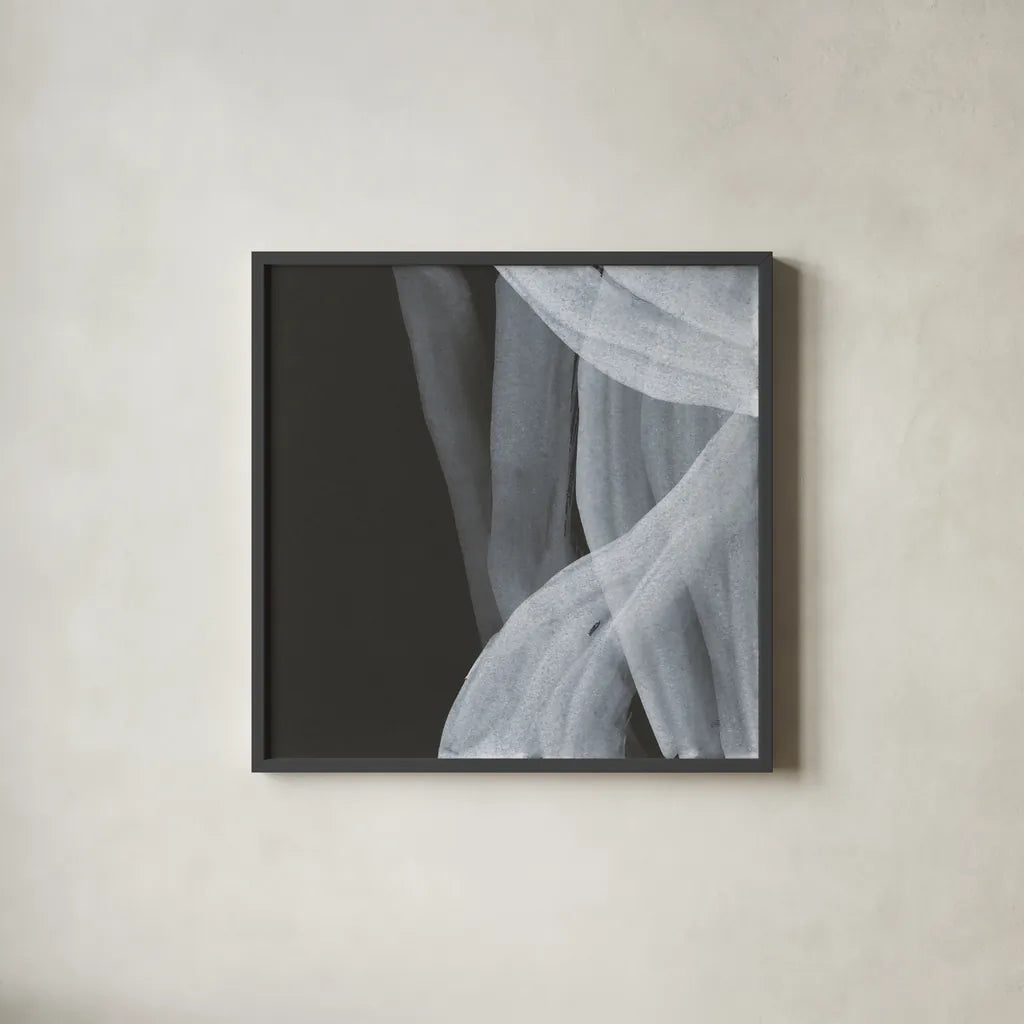 Soft White III by Chris Paschke. Shown in a sleek black glass frame for a contemporary gallery look. Available as an archival giclee rolled canvas, fine art paper, or poster print. SKU 84565a.