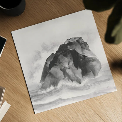 Solitary Rock by Chris Paschke. Shown as a detailed flat fine art print, highlighting archival giclee quality. Available as an archival giclee rolled canvas, fine art paper, or poster print. SKU 44972a.