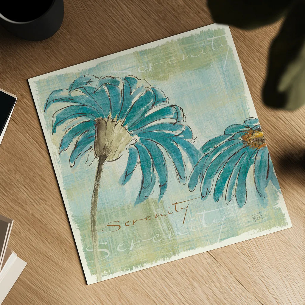 Spa Daisies IV by Chris Paschke. Shown as a detailed flat fine art print, highlighting archival giclee quality. Available as an archival giclee rolled canvas, fine art paper, or poster print. SKU 10898a.