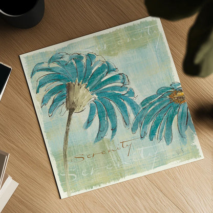 Spa Daisies IV by Chris Paschke. Shown as a detailed flat fine art print, highlighting archival giclee quality. Available as an archival giclee rolled canvas, fine art paper, or poster print. SKU 10898a.