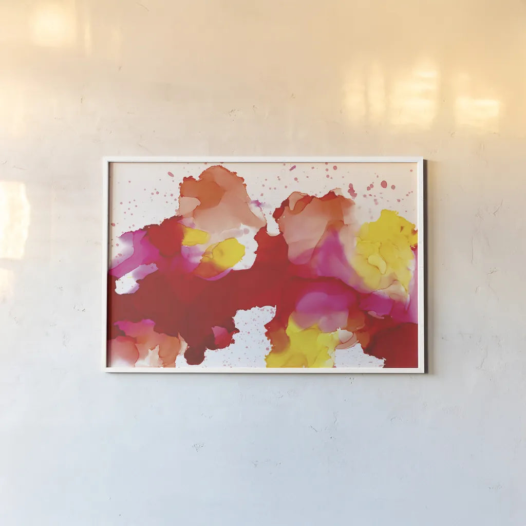 Spatter by Chris Paschke. shown as a paper print in a white frame. Available as a archival giclee rolled canvas, fine art paper, or poster print. SKU 65432i.