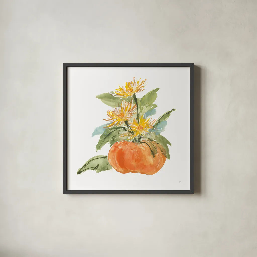 Spider Mums by Chris Paschke. Shown in a sleek black glass frame for a contemporary gallery look. Available as an archival giclee rolled canvas, fine art paper, or poster print. SKU 81869a.
