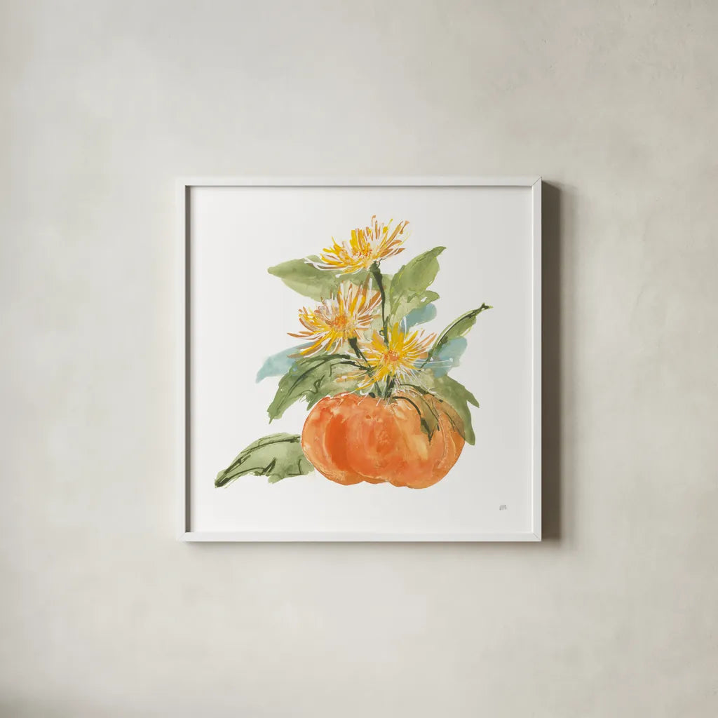 Spider Mums by Chris Paschke. Shown in a crisp white glass frame for a clean and minimalist style. Available as an archival giclee rolled canvas, fine art paper, or poster print. SKU 81869a.