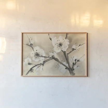 Spring Blossoms III by Chris Paschke. shown as a paper print in a natural frame. Available as a archival giclee rolled canvas, fine art paper, or poster print. SKU 25207i.