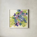 Spring Bouquet I by Chris Paschke. Shown in a crisp white glass frame for a clean and minimalist style. Available as an archival giclee rolled canvas, fine art paper, or poster print. SKU 45468a.