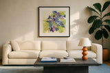 Spring Bouquet I by Chris Paschke. Displayed in a glass frame with matte in a clean modern living room. Available as an archival giclee rolled canvas, fine art paper, or poster print. SKU 45468a.
