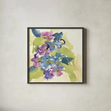 Spring Bouquet II by Chris Paschke. Shown in a sleek black glass frame for a contemporary gallery look. Available as an archival giclee rolled canvas, fine art paper, or poster print. SKU 45469a.
