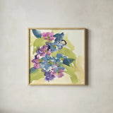 Spring Bouquet II by Chris Paschke. Shown in a natural wood glass frame for a timeless modern aesthetic. Available as an archival giclee rolled canvas, fine art paper, or poster print. SKU 45469a.