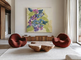 Spring Bouquet II by Chris Paschke. Shown as extra-large giant wall art in a modern living room. Available as an archival giclee rolled canvas, fine art paper, or poster print. SKU 45469a.