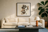 Stacked I by Chris Paschke. Displayed in a glass frame with matte in a clean modern living room. Available as an archival giclee rolled canvas, fine art paper, or poster print. SKU 31751a.