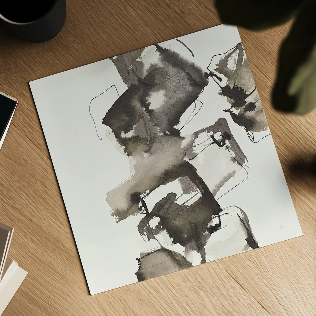 Stacked I Greige by Chris Paschke. Shown as a detailed flat fine art print, highlighting archival giclee quality. Available as an archival giclee rolled canvas, fine art paper, or poster print. SKU 33644a.