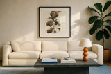 Stacked II by Chris Paschke. Displayed in a glass frame with matte in a clean modern living room. Available as an archival giclee rolled canvas, fine art paper, or poster print. SKU 31752a.