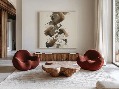 Stacked II by Chris Paschke. Shown as extra-large giant wall art in a modern living room. Available as an archival giclee rolled canvas, fine art paper, or poster print. SKU 31752a.