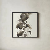 Stacked II Greige by Chris Paschke. Shown in a sleek black glass frame for a contemporary gallery look. Available as an archival giclee rolled canvas, fine art paper, or poster print. SKU 33645a.