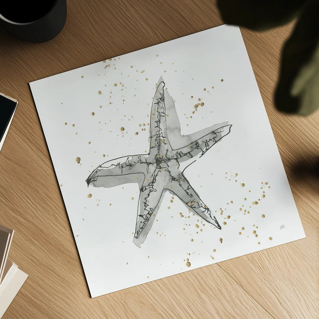 Starfish I by Chris Paschke. Shown as a detailed flat fine art print, highlighting archival giclee quality. Available as an archival giclee rolled canvas, fine art paper, or poster print. SKU 66538a.