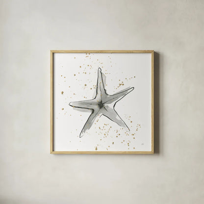 Starfish II by Chris Paschke. Shown in a natural wood glass frame for a timeless modern aesthetic. Available as an archival giclee rolled canvas, fine art paper, or poster print. SKU 66539a.