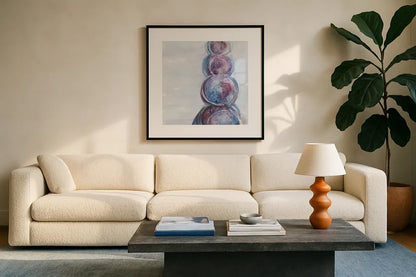 Starting Over I by Chris Paschke. Displayed in a glass frame with matte in a clean modern living room. Available as an archival giclee rolled canvas, fine art paper, or poster print. SKU 39576a.