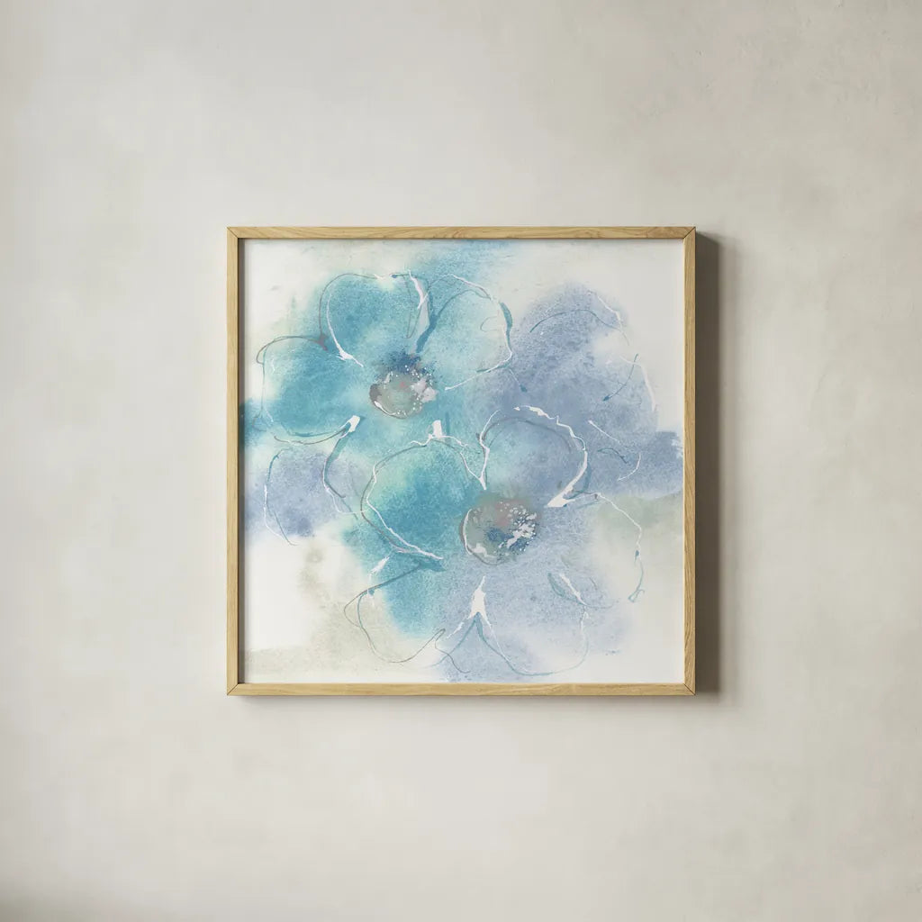 Steel Cosmos I by Chris Paschke. Shown in a natural wood glass frame for a timeless modern aesthetic. Available as an archival giclee rolled canvas, fine art paper, or poster print. SKU 83589a.