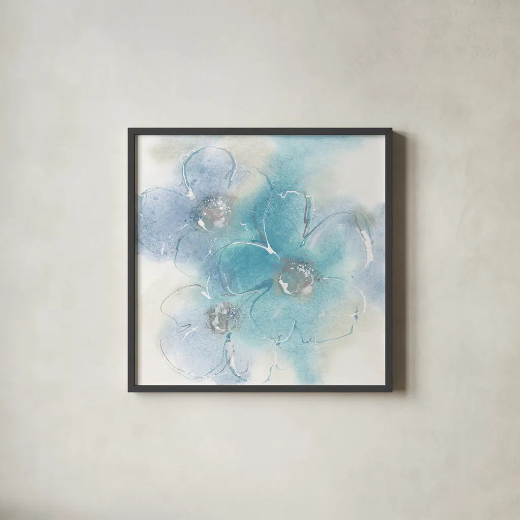 Steel Cosmos II by Chris Paschke. Shown in a sleek black glass frame for a contemporary gallery look. Available as an archival giclee rolled canvas, fine art paper, or poster print. SKU 83590a.