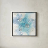 Steel Cosmos II by Chris Paschke. Shown in a sleek black glass frame for a contemporary gallery look. Available as an archival giclee rolled canvas, fine art paper, or poster print. SKU 83590a.