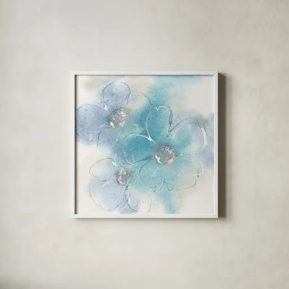 Steel Cosmos II by Chris Paschke. Shown in a crisp white glass frame for a clean and minimalist style. Available as an archival giclee rolled canvas, fine art paper, or poster print. SKU 83590a.