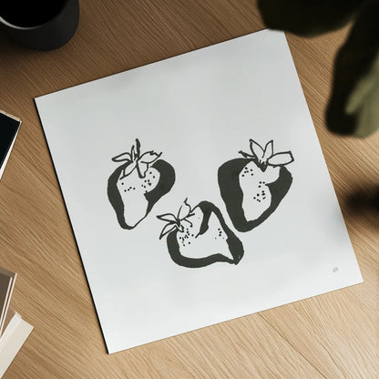 Strawberries BW by Chris Paschke. Shown as a detailed flat fine art print, highlighting archival giclee quality. Available as an archival giclee rolled canvas, fine art paper, or poster print. SKU 64225a.
