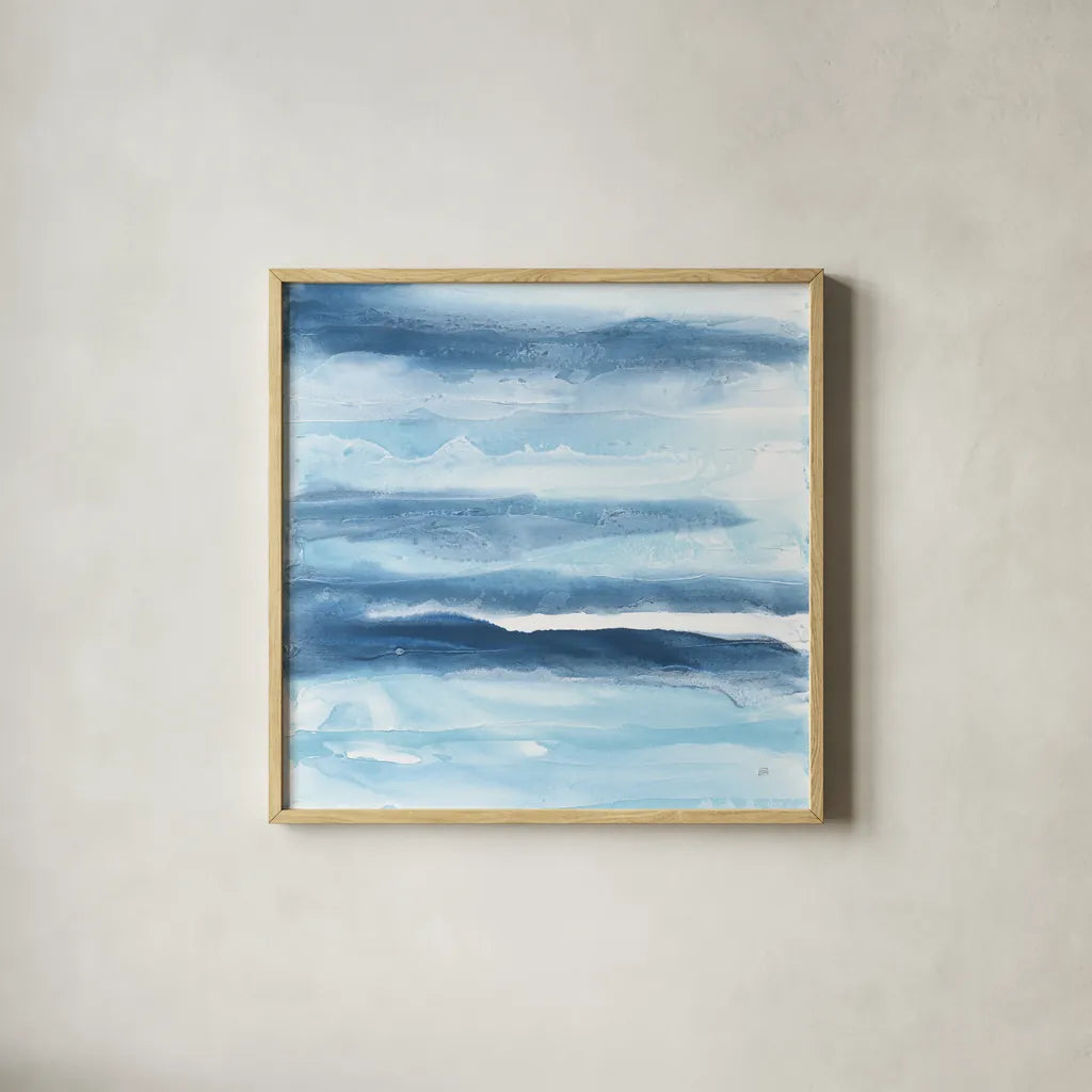 Stripes I by Chris Paschke. Shown in a natural wood glass frame for a timeless modern aesthetic. Available as an archival giclee rolled canvas, fine art paper, or poster print. SKU 68197a.