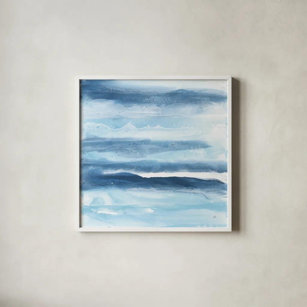 Stripes I by Chris Paschke. Shown in a crisp white glass frame for a clean and minimalist style. Available as an archival giclee rolled canvas, fine art paper, or poster print. SKU 68197a.