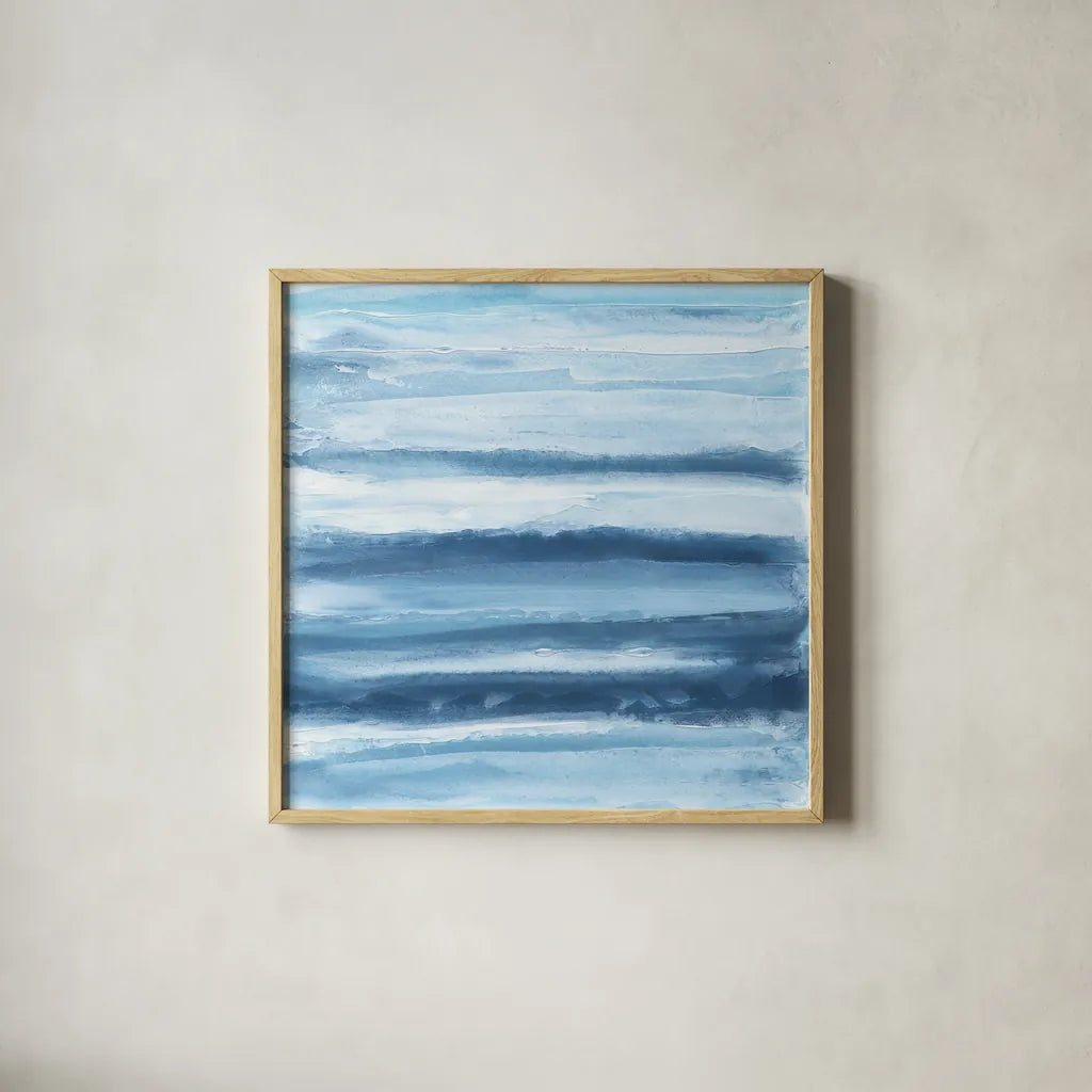 Stripes II by Chris Paschke. Shown in a natural wood glass frame for a timeless modern aesthetic. Available as an archival giclee rolled canvas, fine art paper, or poster print. SKU 68198a.