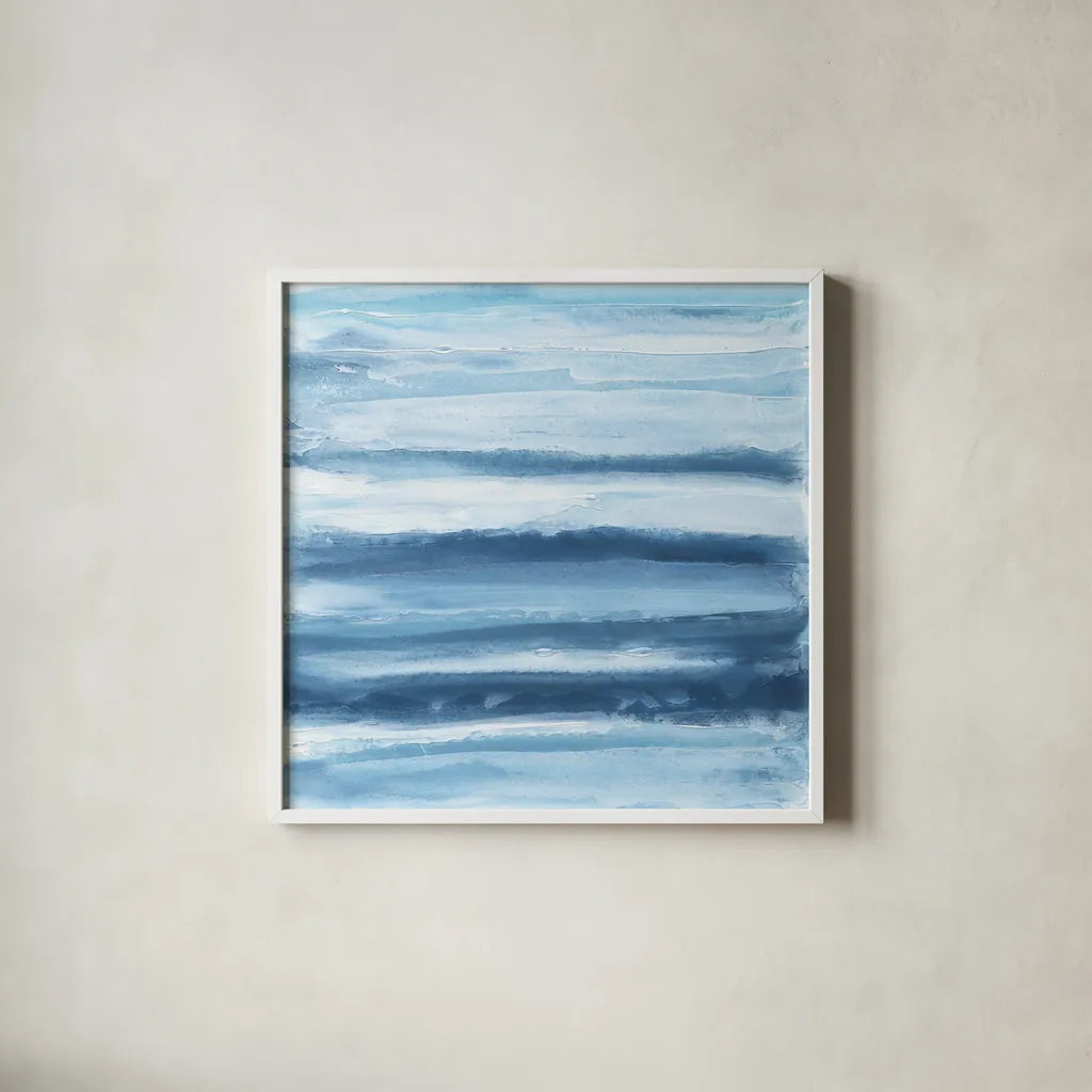 Stripes II by Chris Paschke. Shown in a crisp white glass frame for a clean and minimalist style. Available as an archival giclee rolled canvas, fine art paper, or poster print. SKU 68198a.