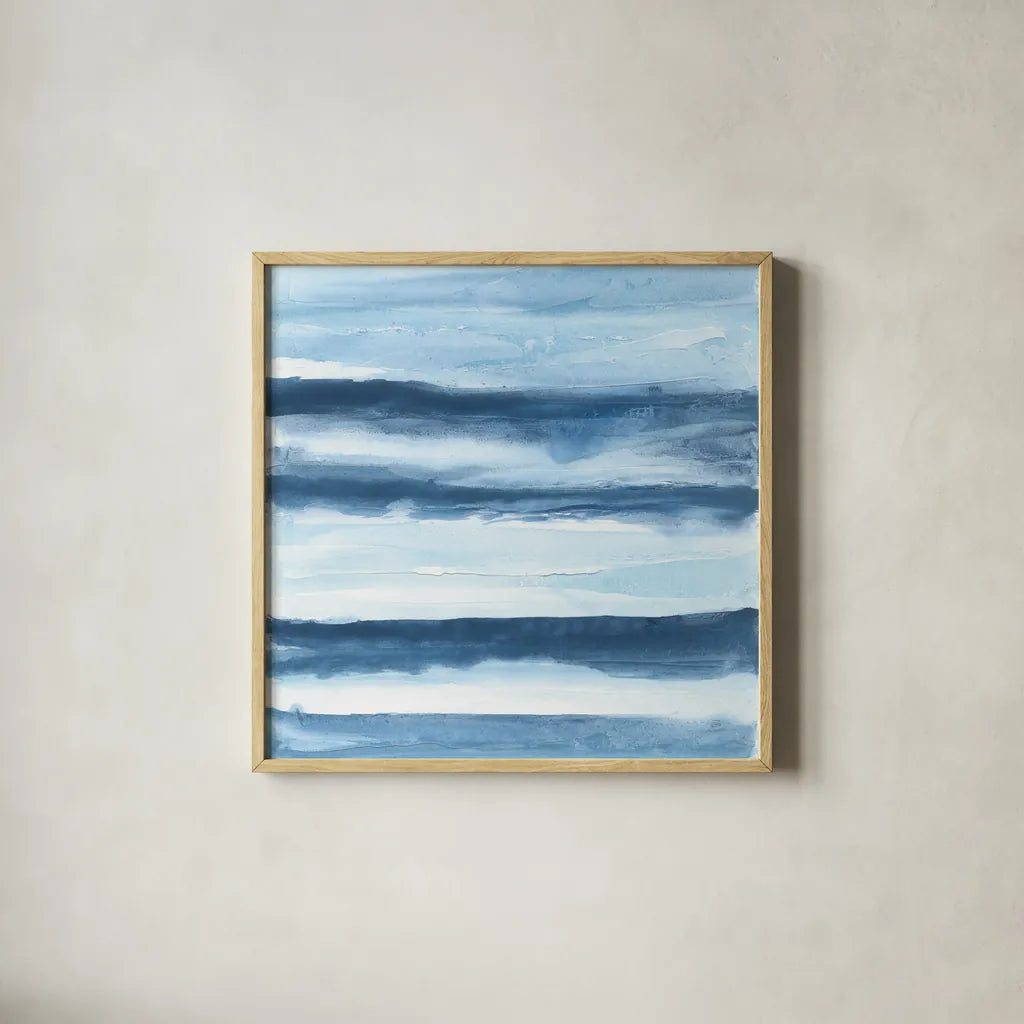 Stripes IV by Chris Paschke. Shown in a natural wood glass frame for a timeless modern aesthetic. Available as an archival giclee rolled canvas, fine art paper, or poster print. SKU 68200a.