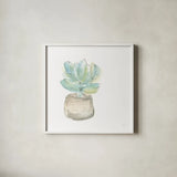 Succulent I White by Chris Paschke. Shown in a crisp white glass frame for a clean and minimalist style. Available as an archival giclee rolled canvas, fine art paper, or poster print. SKU 59793a.