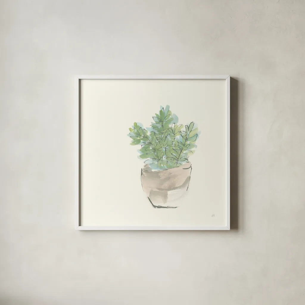 Succulent II by Chris Paschke. Shown in a crisp white glass frame for a clean and minimalist style. Available as an archival giclee rolled canvas, fine art paper, or poster print. SKU 55050a.