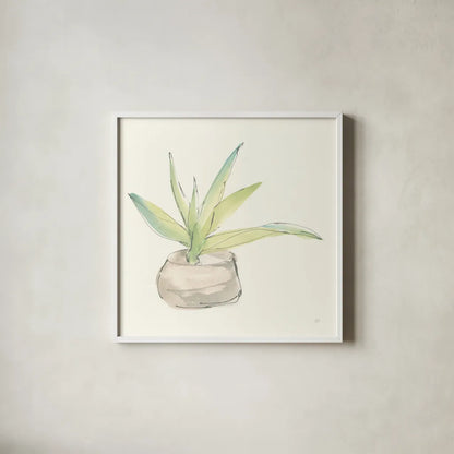 Succulent III by Chris Paschke. Shown in a crisp white glass frame for a clean and minimalist style. Available as an archival giclee rolled canvas, fine art paper, or poster print. SKU 55051a.