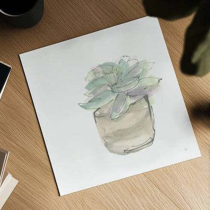 Succulent IV White by Chris Paschke. Shown as a detailed flat fine art print, highlighting archival giclee quality. Available as an archival giclee rolled canvas, fine art paper, or poster print. SKU 59796a.