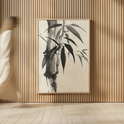 Sumi Bamboo Cream by Chris Paschke. shown as over sized large wall art. Available as an archival giclee rolled canvas, fine art paper, or poster print. SKU 30837h.