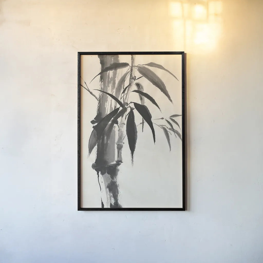 Sumi Bamboo Cream by Chris Paschke. shown as a paper print in a black flame. Available as a archival giclee rolled canvas, fine art paper, or poster print. SKU 30837h.