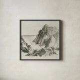 Sumi Rocks Cream by Chris Paschke. Shown in a sleek black glass frame for a contemporary gallery look. Available as an archival giclee rolled canvas, fine art paper, or poster print. SKU 30839a.