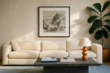 Sumi Rocks Cream by Chris Paschke. Displayed in a glass frame with matte in a clean modern living room. Available as an archival giclee rolled canvas, fine art paper, or poster print. SKU 30839a.