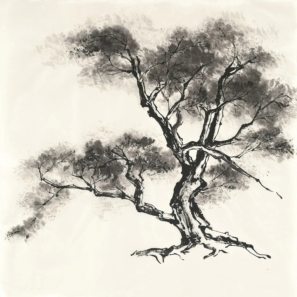 Sumi Tree II by Chris Paschke. SKU 25176a. Archival Giclee Fine art print for wall decor.