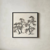 Sumi Tree III by Chris Paschke. Shown in a sleek black glass frame for a contemporary gallery look. Available as an archival giclee rolled canvas, fine art paper, or poster print. SKU 25177a.