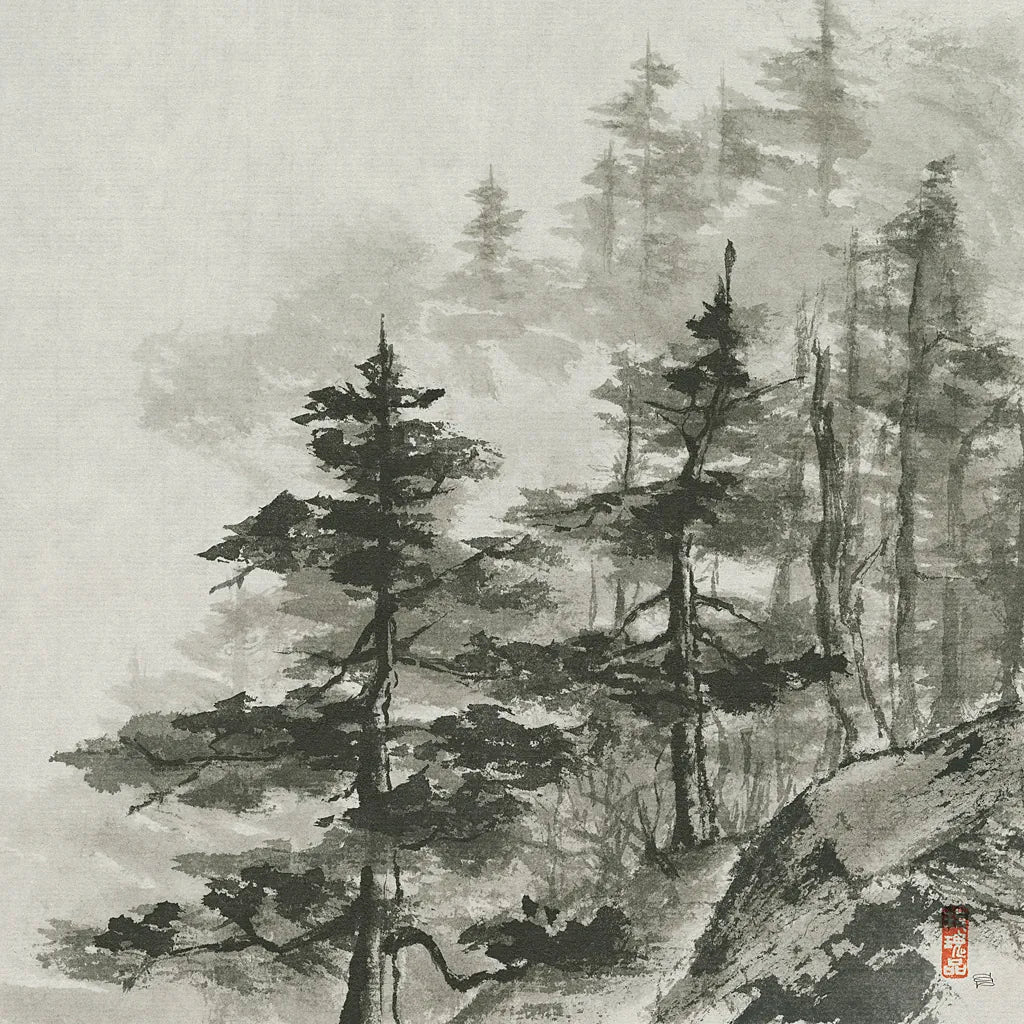 Sumi Treetops Sq by Chris Paschke. SKU 25171a. Archival Giclee Fine art print for wall decor.