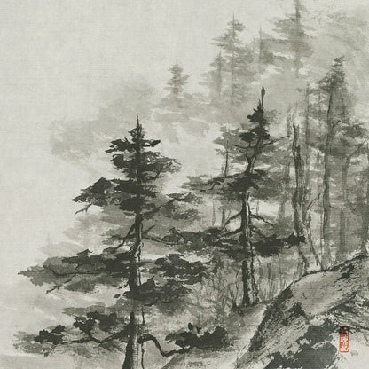 Sumi Treetops Sq by Chris Paschke. SKU 25171a. Archival Giclee Fine art print for wall decor.